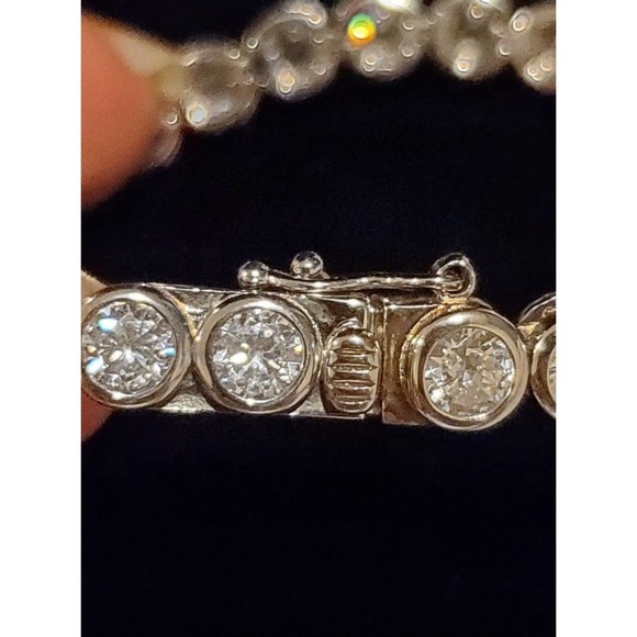 Italo Bezel Created White Sapphire Bracelet - Picture 4 of 8